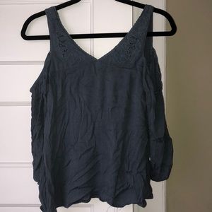 LA Hearts Blue Bare Shoulder Blouse